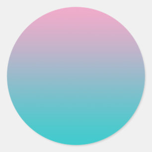 Adesivo Redondo Ombre Rosa e Turquesa
