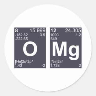 Adesivo Redondo OMG oh meus elementos de mesa periódica do deus