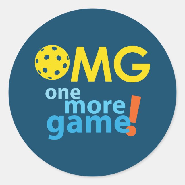 Adesivo Redondo OMG. One More Game of Pickleball (Frente)