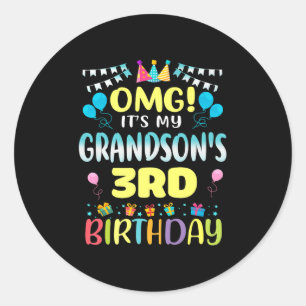 Adesivo Redondo Omg São Os Meus Avós aniversário de 3 anos Doce 3 