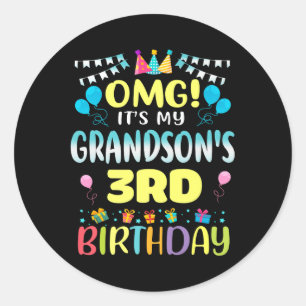 Adesivo Redondo Omg São Os Meus Avós aniversário de 3 anos Doce 3