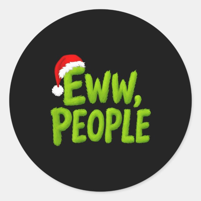 Adesivo Redondo On Back Eww People Santa Hat Green Funny Christmas (Frente)