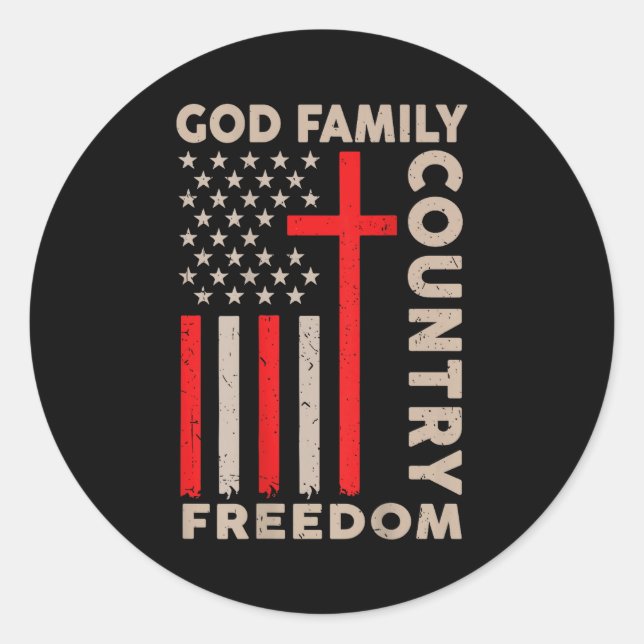 Adesivo Redondo On-back God Family Country Dom Patriotic Christian (Frente)