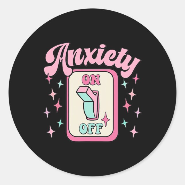 Adesivo Redondo On Off (Desativado) Switch Divertido Mental Health (Frente)
