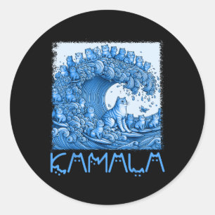 Adesivo Redondo Onda Blue Cats Para Kamala 2024