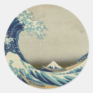 Adesivo Redondo Onda de Kanagawa por Katsushika Hokusai
