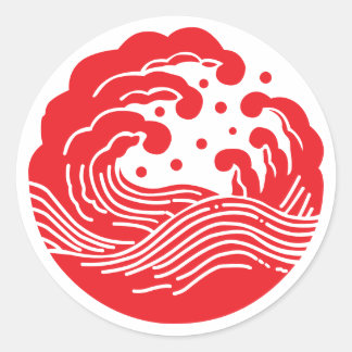 Adesivo Redondo Onda de repouso da família japonesa