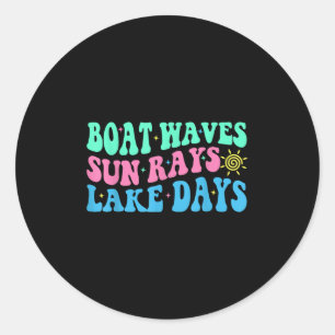Adesivo Redondo Ondas de Barco Raios de Sol Dias de Lago Férias de