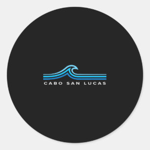 Adesivo Redondo Ondas de Cabo San Lucas México Vintage Homens Mulh