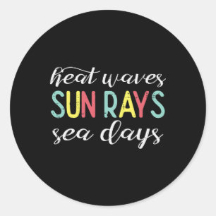 Adesivo Redondo Ondas de Calor de Barco Raios de Sol Dias de Mar M