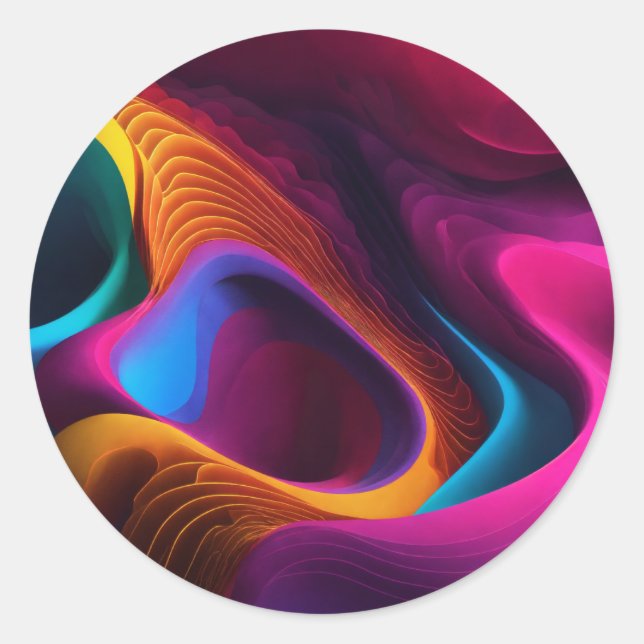 Adesivo Redondo Ondas de cor vibrantes (Frente)