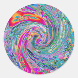 Adesivo Redondo Ondas de Cores Psicodélicas Florais Abstratas em A