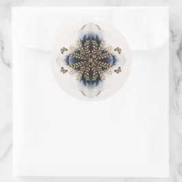 Adesivo Redondo Ondas De Inverno Com Casamento De Asas Ouros