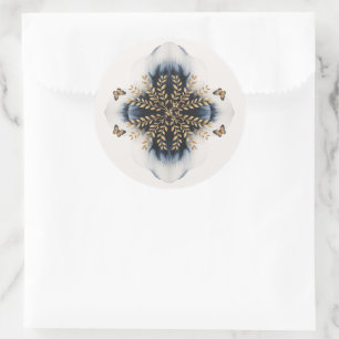 Adesivo Redondo Ondas De Inverno Com Casamento De Asas Ouros