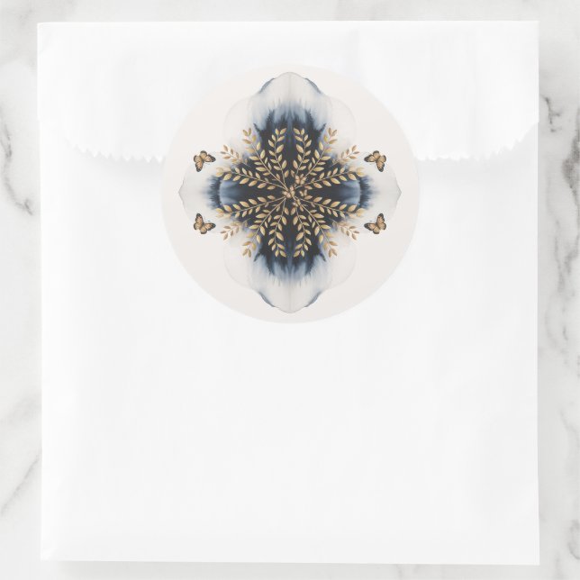 Adesivo Redondo Ondas De Inverno Com Casamento De Asas Ouros (Bolsa)