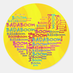 Adesivo Redondo Ondas do amarelo de Badaboom do coração