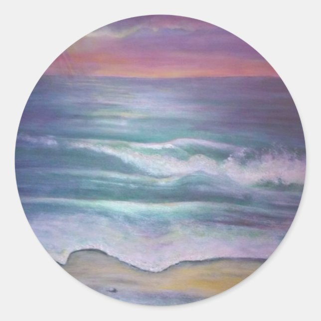 Adesivo Redondo Ondas do Oceano (Frente)