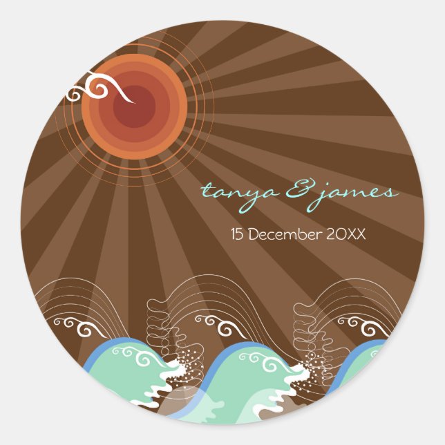 Adesivo Redondo Ondas legal e Presente/Favor do Sol Castanho / Ade (Frente)