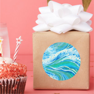 Adesivo Redondo Ondas marítimas azuis