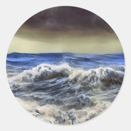 Adesivo Redondo Ondas selvagens no oceano - Sticker