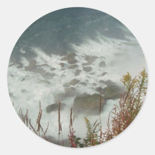 Adesivo Redondo Ondas Verdes Ondas Azuis Abstrato de Água Náutica