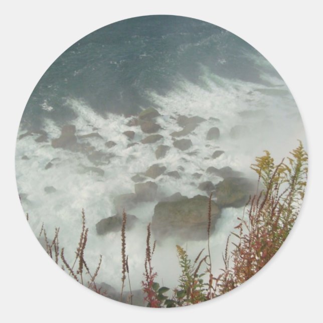 Adesivo Redondo Ondas Verdes Ondas Azuis Abstrato de Água Náutica (Frente)