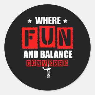 Adesivo Redondo Onde Divertimento E Equilíbrio Convertem Uniciclo