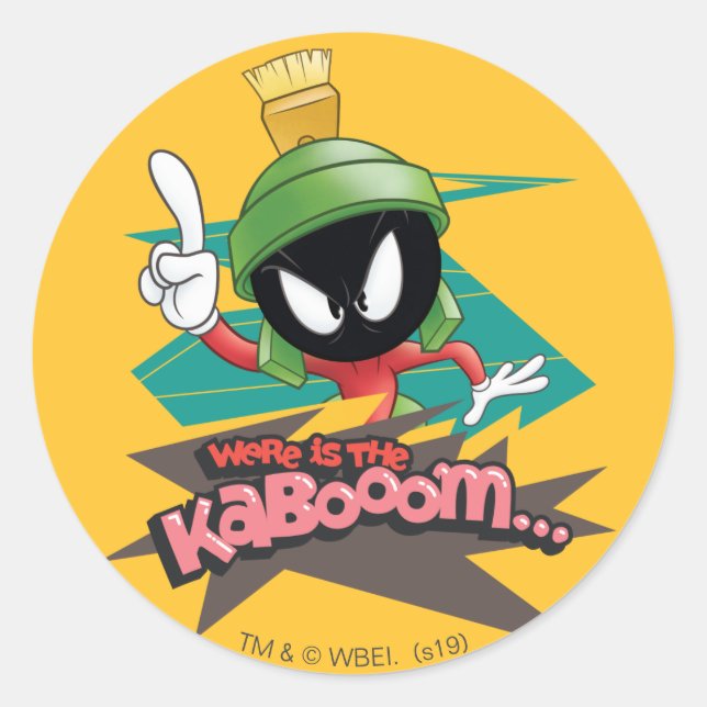 Adesivo Redondo "Onde está o Kabooom" PONTOS MARVIN THE MARTIAN™ (Frente)
