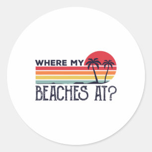 Adesivo Redondo Onde Minhas Praias Na Retro Vintage Beach Vacage S