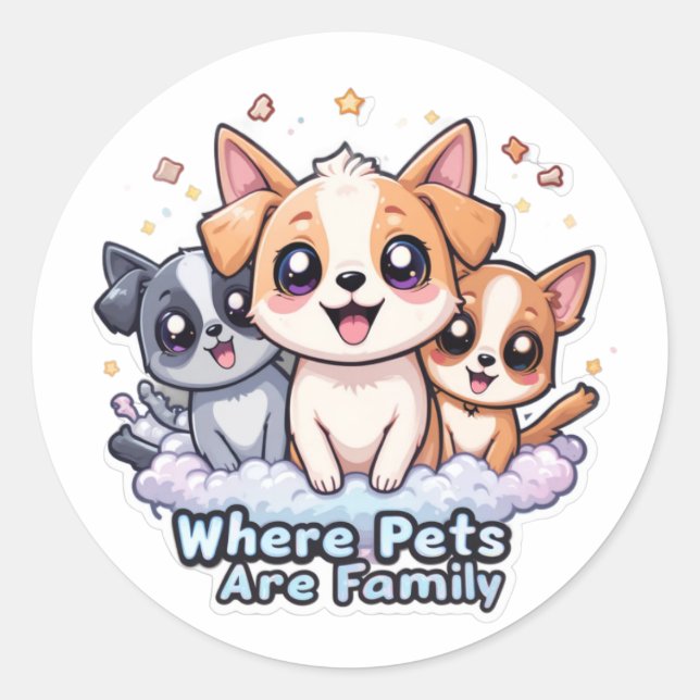 Adesivo Redondo Onde Os Animais De Companhia São Filhos De Capoeir (Frente)