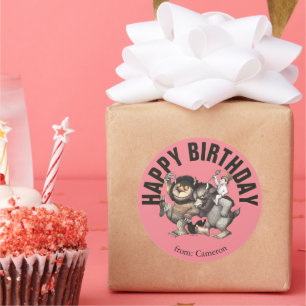 Adesivo Redondo Onde Vivem os Monstros   Feliz Aniversário