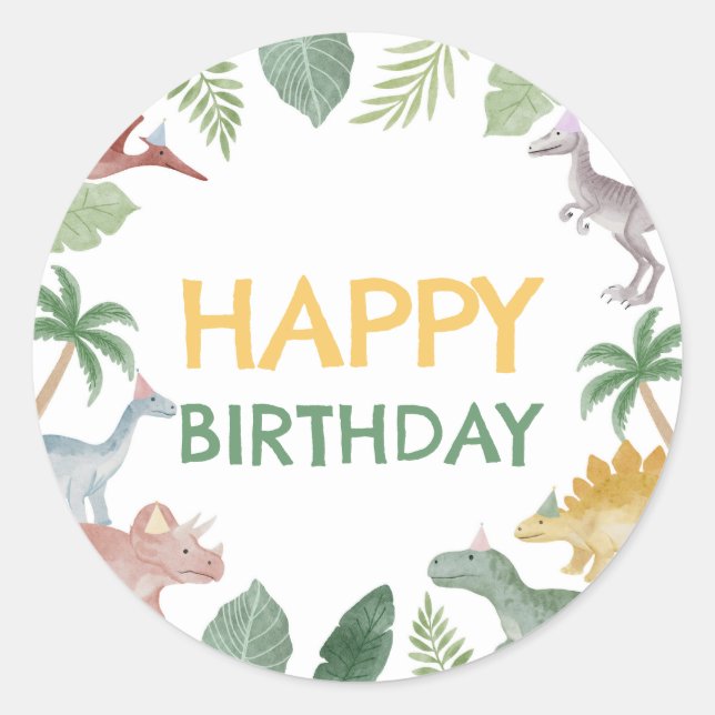 Adesivo Redondo One A Saurus Dinosaur Boy Square (Frente)