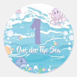 Adesivo Redondo One-der The Sea First Birthday Party 