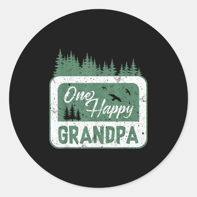 Adesivo Redondo One Happy Grandpa Camper 1st Birthday Camng Bear  (Frente)