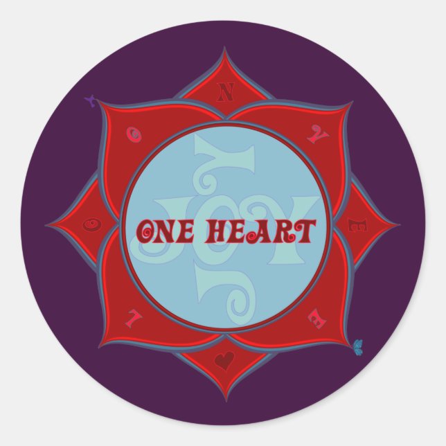 Adesivo Redondo One Heart Lotus Sticker (Frente)