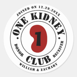 Adesivo Redondo One Kidney Club Donor Receiver Names Date