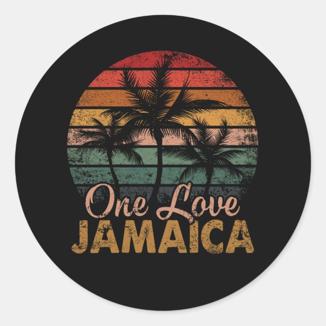 Adesivo Redondo One Love Jamaica Gift Caribe Vacgae (Frente)