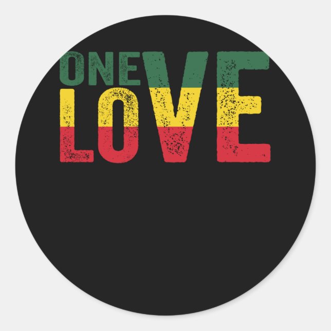 Adesivo Redondo One Love Jamaican Rasta Reggae (Frente)