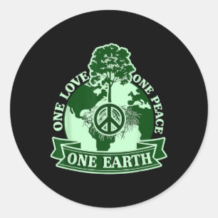 Adesivo Redondo One Love One Peace One Earth Day