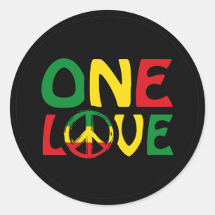 Adesivo Redondo One Love, Reggae design