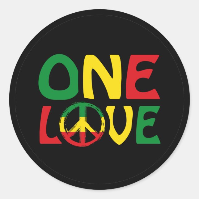Adesivo Redondo One Love, Reggae design (Frente)