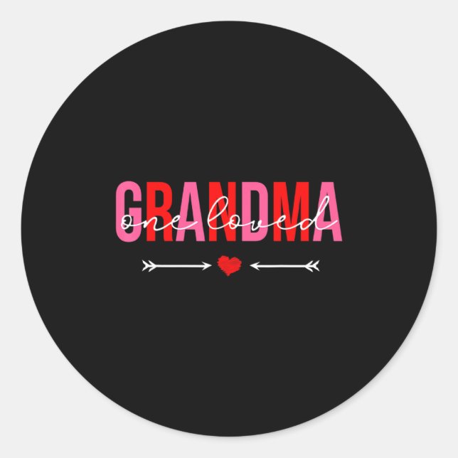 Adesivo Redondo One Loved Grandma Valentines Day Family Matching  (Frente)