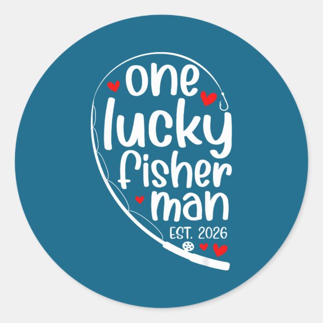 Adesivo Redondo One Lucky Fisher Man 2026 Heart Valentine Matching (Frente)