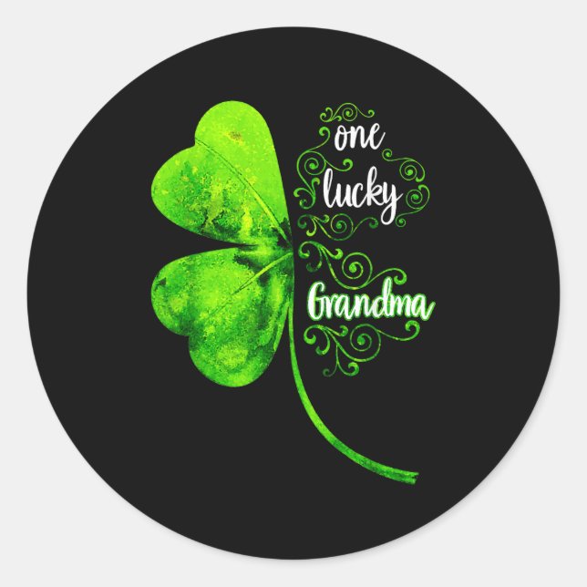Adesivo Redondo One Lucky Grandma Shamrock Grandma St Patricks Day (Frente)