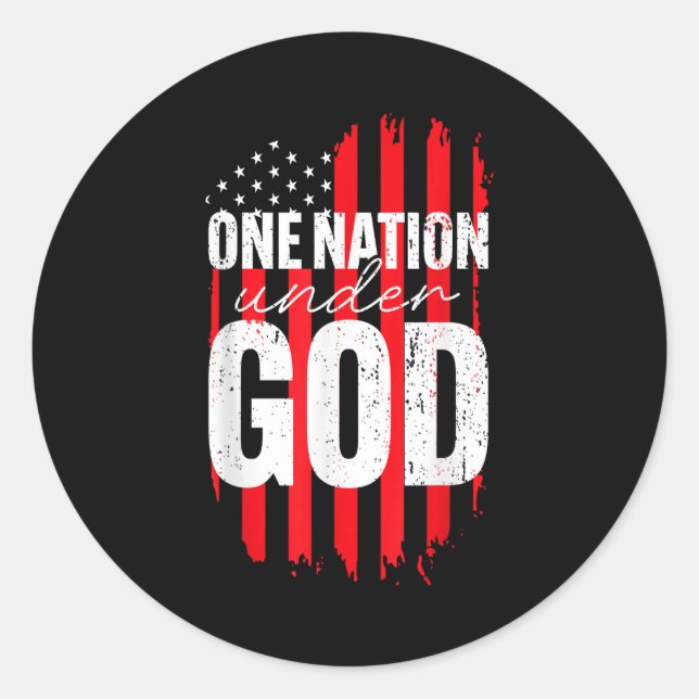 Adesivo Redondo One Nation Under God American Flag Christian Jesus (Frente)