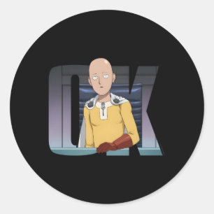 Adesivo Redondo One Punch Saitama Ok
