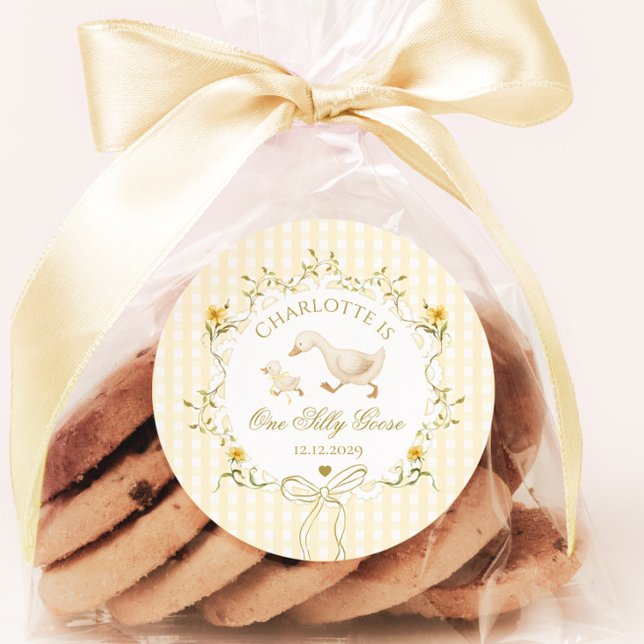 Adesivo Redondo One Silly Goose Gender neutral Wildflower (Criador carregado)