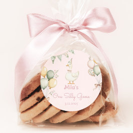 Adesivo Redondo One Silly Goose Girl 1st Birthday