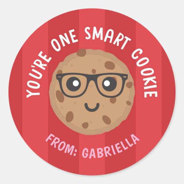 Adesivo Redondo One Smart Cookie Valentine's Day Sticker (Frente)
