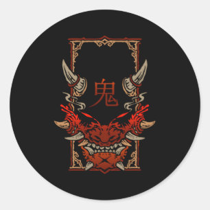 Adesivo Redondo Oni Hannya Ghost Japonês